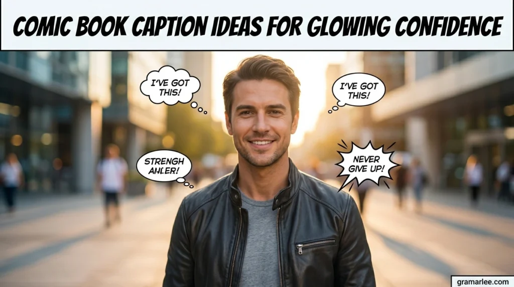 Comic book caption ideas for glowing confidence
