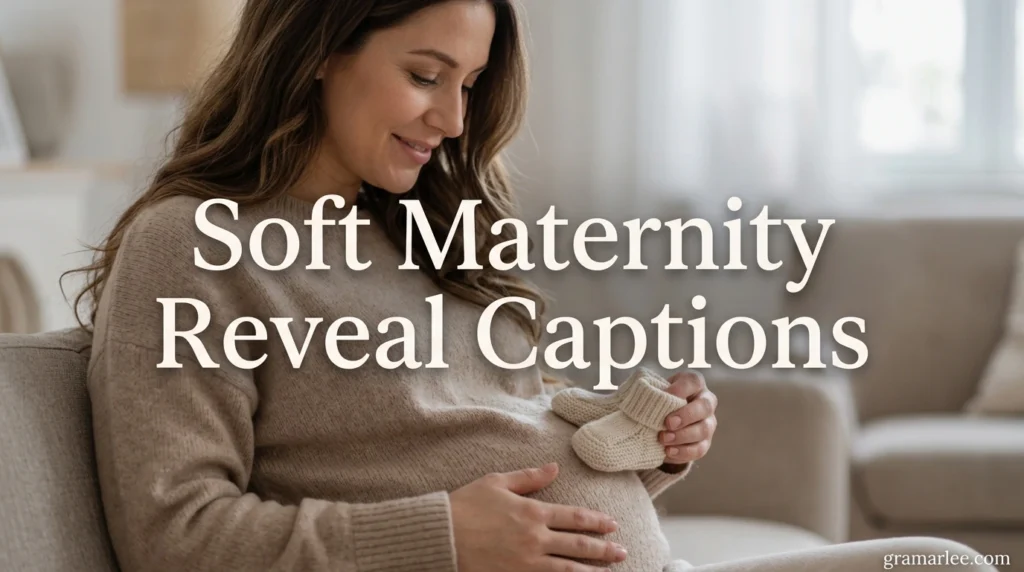 Soft Maternity Reveal Captions